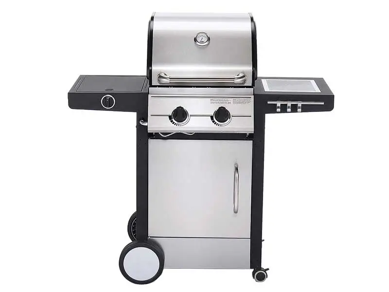 Gas barbecue grill with side burner manufactured by YBT in Taiwan, SUS304 burners and powder-coated cabinet body